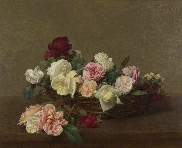 Basket of Roses By Henri Fantin-Latour