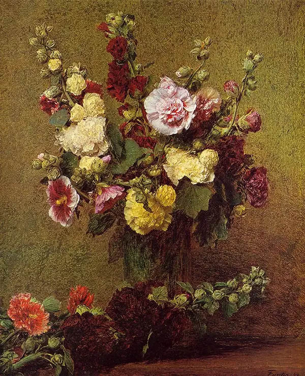Holly Hocks By Henri Fantin-Latour