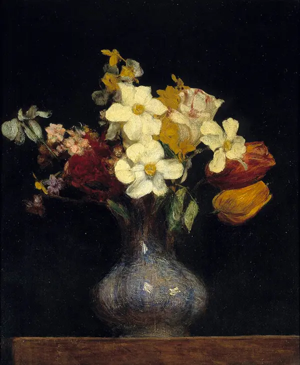 Narcissus and Tulips 1862 By Henri Fantin-Latour