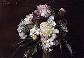 Peonies White Carnations and Roses By Henri Fantin-Latour