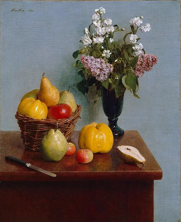 Still Life With Flowers and Fruit By Henri Fantin-Latour