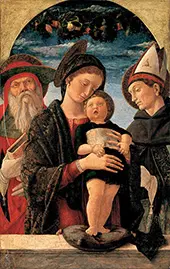 The Virgin and Child with Saint Jerome and Louis of Toulouse By Andrea Mantegna