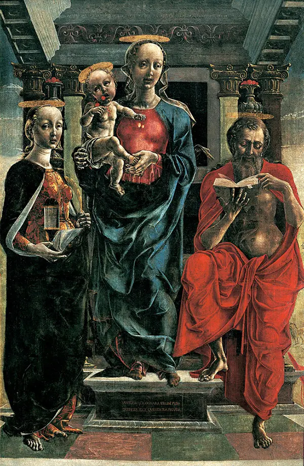 The Virgin and Child with Saints Jerome By Andrea Mantegna