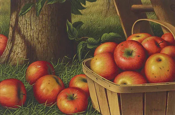 Still Life with Apples, Ladder and Tree By Levi Wells Prentice
