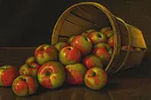 Still Life with Overturned Basket of Apples By Levi Wells Prentice