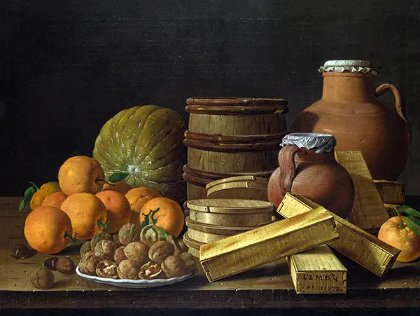 Still Life with Oranges and Walnuts By Luis Melendez