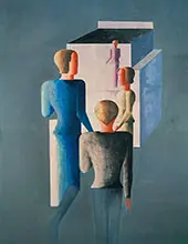Four Figures and Cube By Oskar Schlemmer
