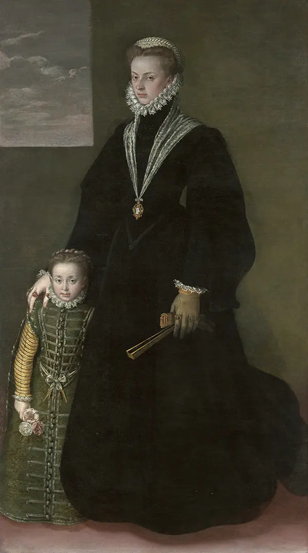 Portrait of Joanna of Austria with a Young Girl By Sofonisba Anguissola