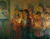At Church By Nikolay Bogdanov Belsky