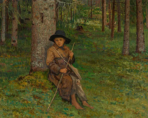 Boy in a Forest By Nikolay Bogdanov Belsky