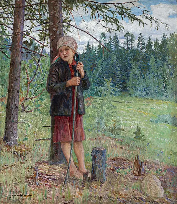 The Girl in the Forest By Nikolay Bogdanov Belsky