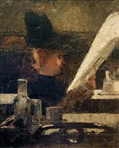Newspaper Reader in the Cafe By Lesser Ury