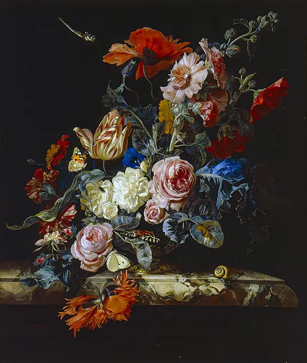 A Vase of Flowers By Willem van Aelst