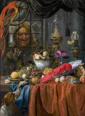 Still Life with Fruit Lobster and Silver Vessels By Willem van Aelst