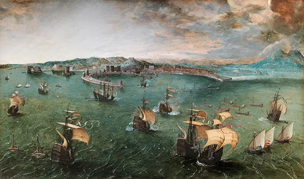Naval Battle in the Gulf of Naples By Pieter The Elder Bruegel