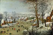 Winter Landscape with Skaters and a Bird Trap By Pieter The Elder Bruegel