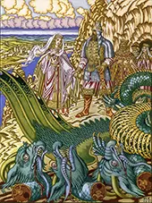 Dobrynya Nikitich Rescues Zabava from the Gorynych, 1941 By Ivan Bilibin