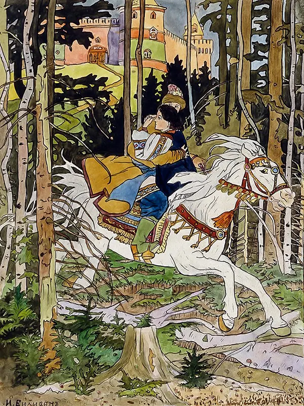 Lovers Riding By Ivan Bilibin