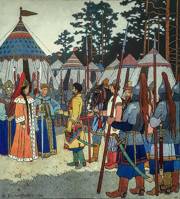 Marya Morevna and Ivan Tsarevich By Ivan Bilibin