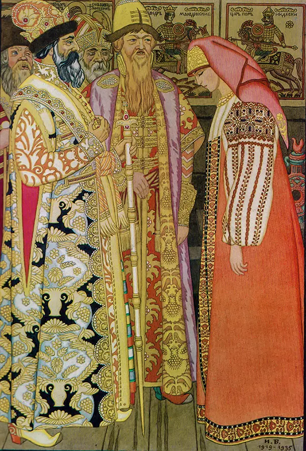 The Archers Wife Before the Tsar and His Retinue, 1919 By Ivan Bilibin