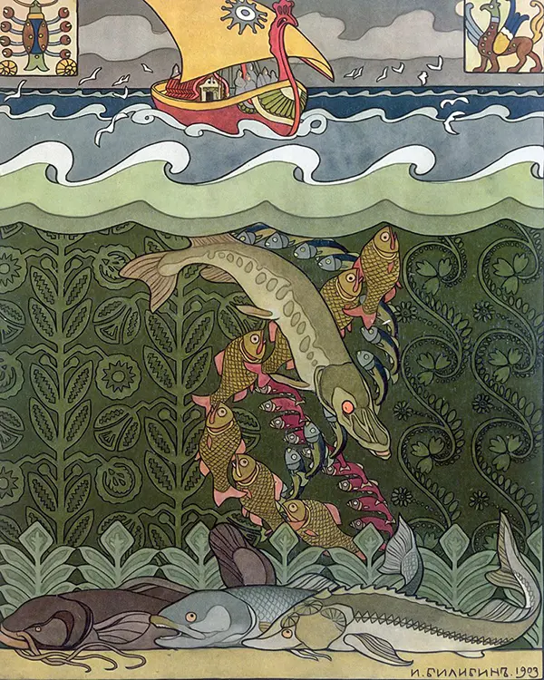 Volga Turned Into a Pike Fish, 1904 By Ivan Bilibin