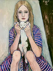 Child with Cat, 1914 By Heinrich Vogeler