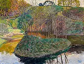 Scene at Vogelers Barkenhoff with the Pond and the Small Island, 1912 By Heinrich Vogeler