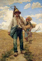 French Peasants in a Stubble Field By Georges Laugee