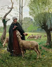 Shepardess with Lamb By Georges Laugee
