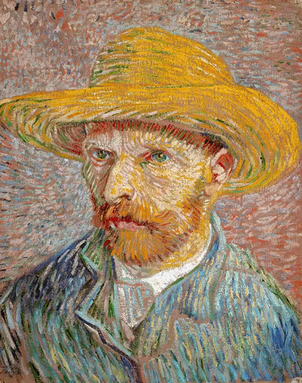 Self Portrait with Straw Hat By Vincent van Gogh
