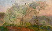 Landscape with Trees and Sunset By Marie Bracquemond