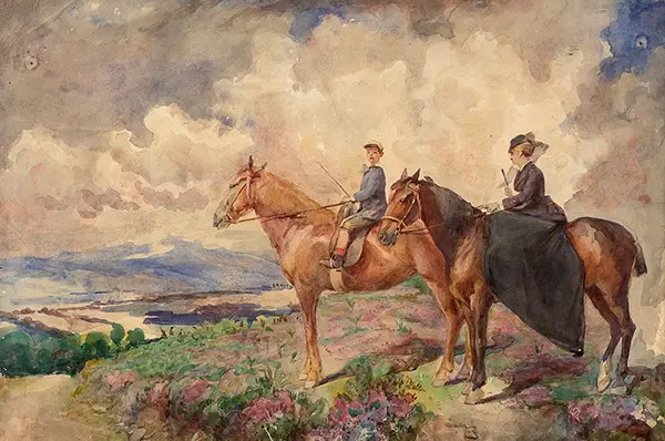 Pierre and Louise Bracquemond on a Horse Ride By Marie Bracquemond