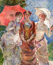 Three Women with Parasols By Marie Bracquemond