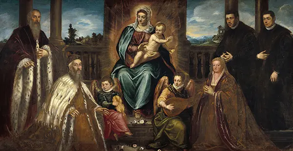 Doge Alvise Mocenigo and Family Before the Madonna and Child, 1575 By Tintoretto