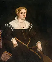 Portrait of a Lady Holding a Mandolin By Tintoretto