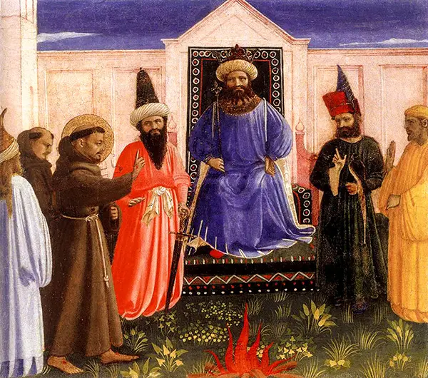 The Trial by Fire of St. Francis Before the Sultan By Fra Angelico
