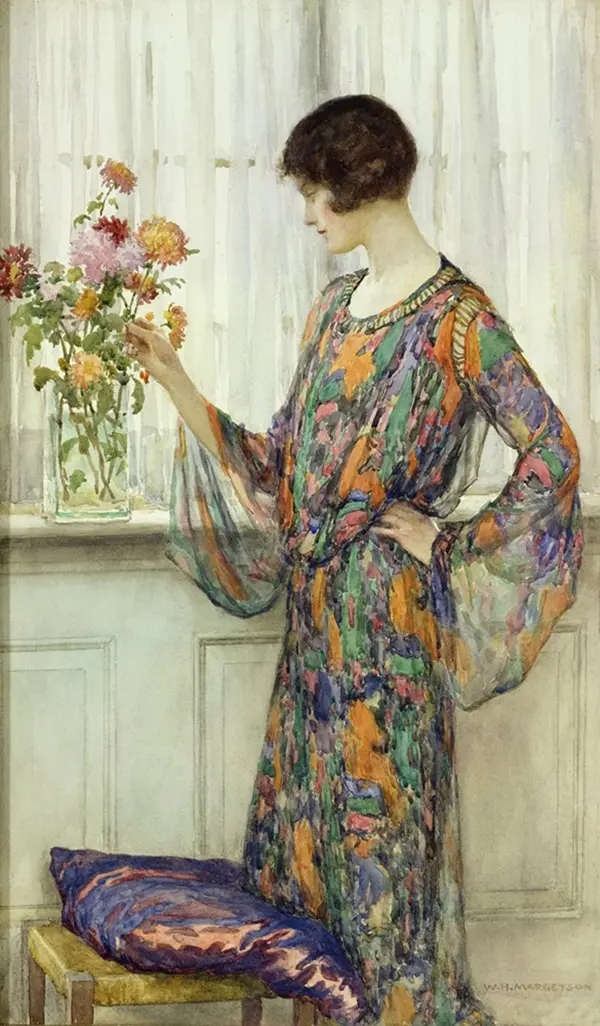 Arranging Flowers By William Henry Margetson