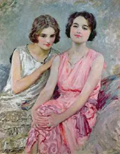 Two Young Woman Seated By William Henry Margetson