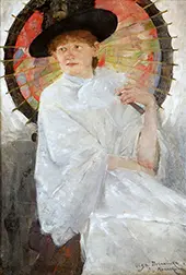 Portrait of a Lady with a Japanese Parasol By Olga Boznanska