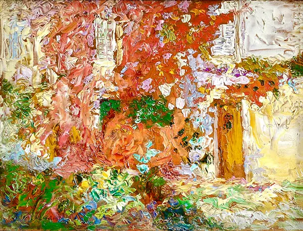 Flowers by a Cottage By Victor Charreton