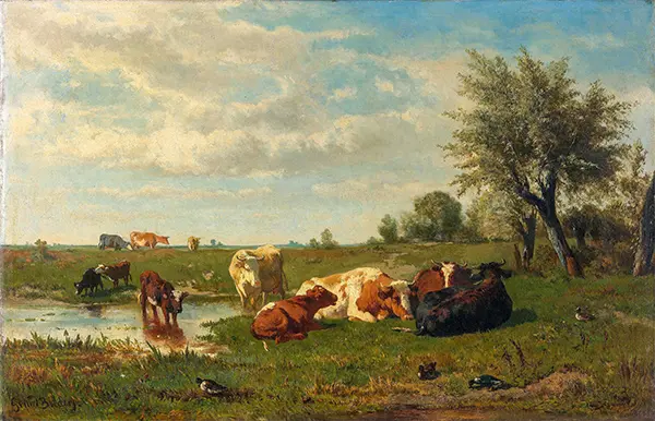 Cows in the Meadow, 1860 By Gerard Bilders