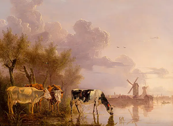 Cows on the River Side After a Summer Downpour By Gerard Bilders