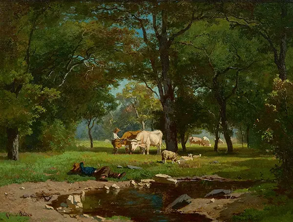 Landscape with Farmers and Cows By Gerard Bilders