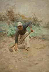 A Woman Hoeing in Normandy By Robert McGregor