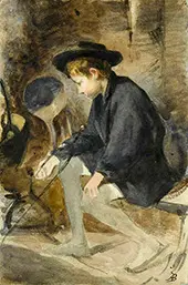 A Study of a Young Boy by a Fire By Paul Albert Besnard