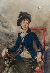 Woman Seated in a Chair with Her Dog By Paul Albert Besnard