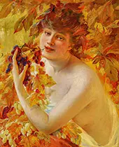 Young Woman with a Bunch of Grapes By Paul Albert Besnard
