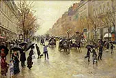 Boulevard Poissonniere in the Rain, 1885 By Jean Beraud
