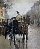 Elegant Woman in a Carriage in Paris By Jean Beraud