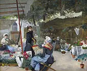 Flower Market in Paris By Jean Beraud